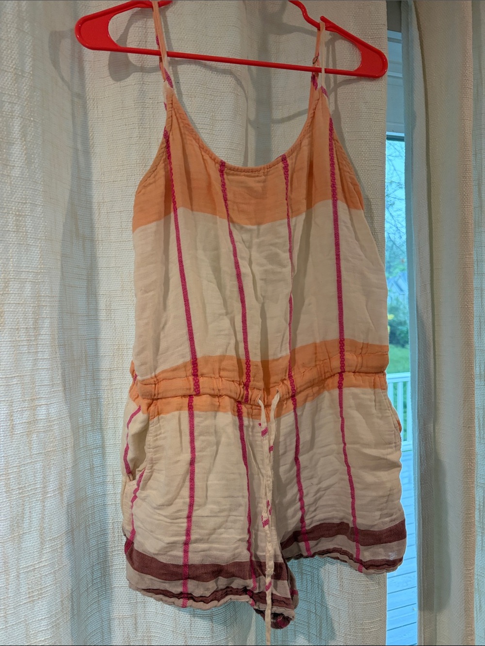 Lou & Grey Cream, Orange and Pink Striped Cotton Romper Bodysuit